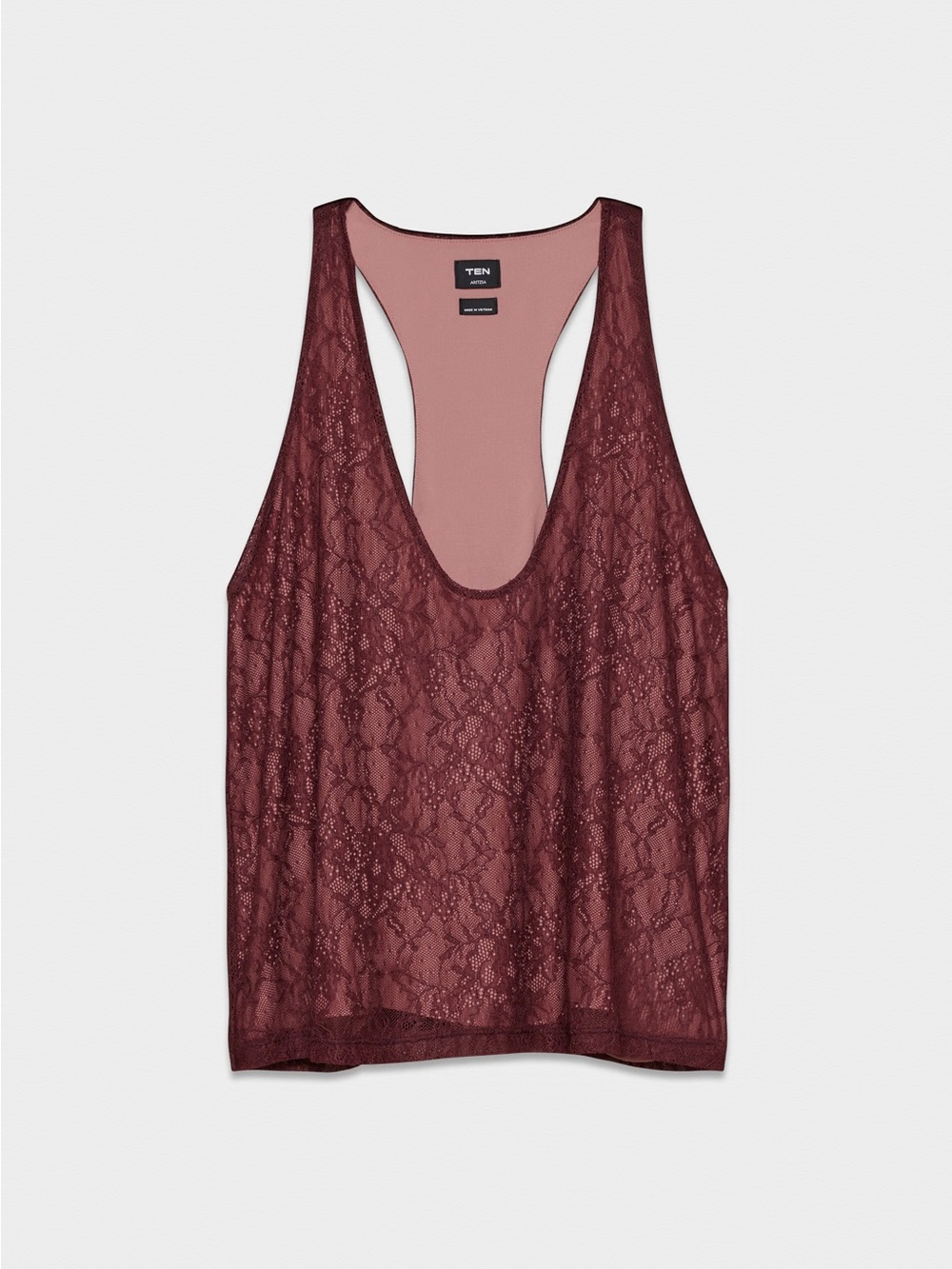 Aritzia Lace Racerback Tank - Burgundy